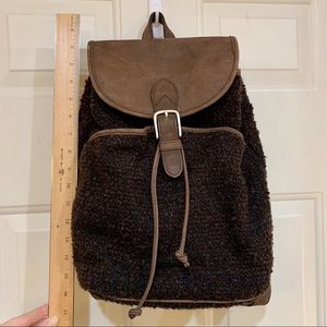 Bouclé Brown & Silver Drawstring Backpack J Crew